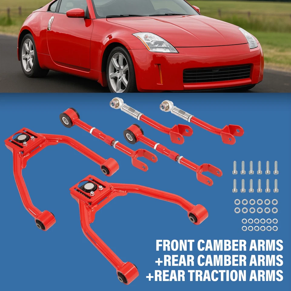 Brazo inclinable trasero delantero 6 piezas + varillas de tracción traseras para Nissan 350Z Infiniti G35 03-09 Foto 1 de 4