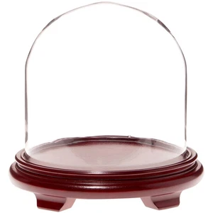 Plymor 9.75" x 10" Glass Display Dome Cloche (Red Wood Veneer Footed Base) - Picture 1 of 1