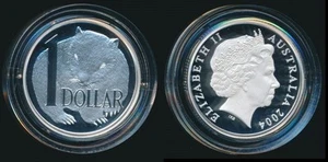 Australia: 2004 $1 Experimental Design Fine Silver Proof - Wombat. Scarce. - Bild 1 von 1
