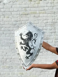 Cavaliere medievale drago crociato templare battaglia cavaliere scudo riscaldante calibro 18 - Foto 1 di 5