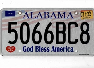 ALABAMA Passagier 2022 Nummernschild "5066BC8" ***GOD BLESS AMERICA*** - Bild 1 von 1
