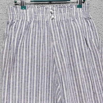 Briggs Relaxed Fit Linen Rayon Pants Women's S Stripe Elastic Waist Casual Boho - Image 1 of 4