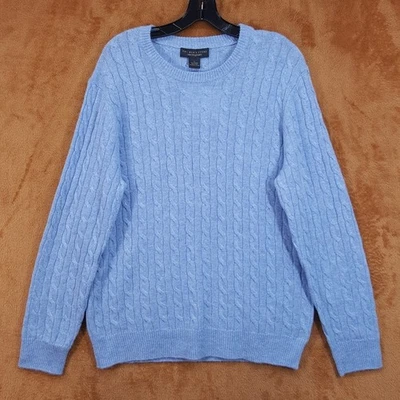 Suéter BLOOMINGDALES Para Hombres Grande Azul Pullover Crew Tejido con Cable 100% Cachemira $228 Foto 1 de 4