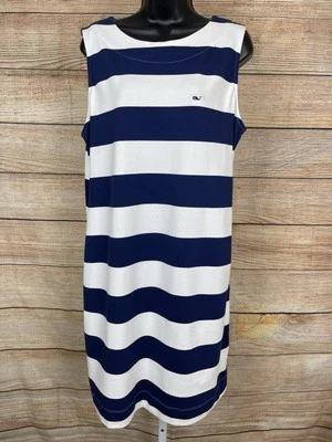 Vestido Vineyard Vines Target para mujer talla grande azul marino blanco a rayas sin mangas Foto 1 de 4