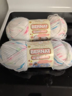 Bernat Softee Baby Yarn 2 Skeins Popsicle Prints 4.25 oz Each  - Image 1 of 4
