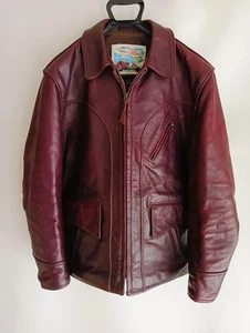 AERO Leather Jacket Halfbelted Horsehide Burgundy Size 40 From Japan - Picture 1 of 9