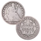 USA SEATED DIME COIN CIRCULATED CONDITION LIBERTY ON ROCK W/ SHIELD RANDOM DATE