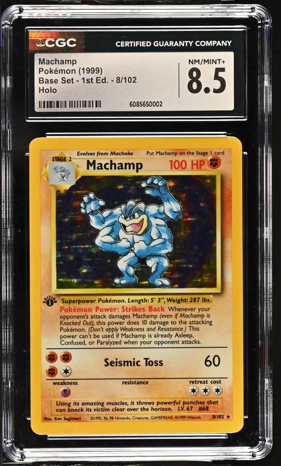CGC 8.5 Machamp 1999 Base Set 1st Edition 8/102 Holo Pokemon Card - Image 1 of 2