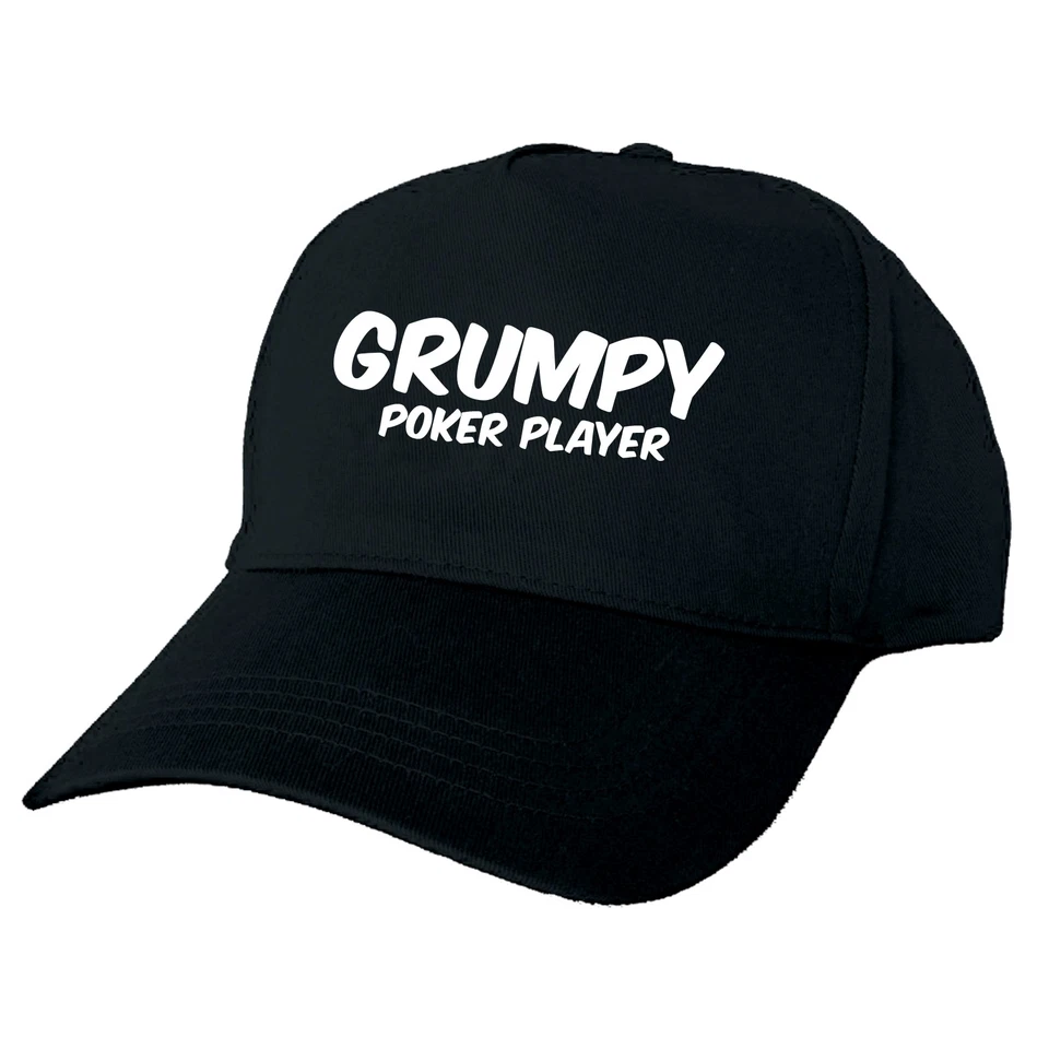 Schwarze bedruckte Mütze - GRUMPY POKER PLAYER CAP - Humor bei der Arbeit - Neu eingetroffen - Bild 1 von 1