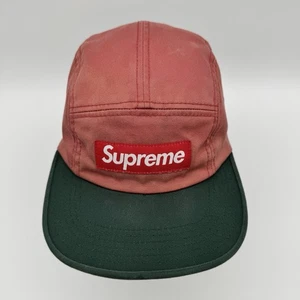 Supreme Box Logo 5 Panel Camp Cap Red Green Made in USA Distressed Fade Hat - Bild 1 von 13