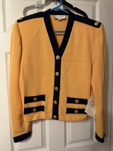 Vintage St John Collection By Marie Gray Santana Knit Mimosa/Navy Blazer Jacket - Bild 1 von 11