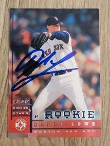 Tarjeta firmada por Derek Lowe 1998 Leaf Rookies & Stars #234 Red Sox LEGEND RAD - Imagen 1 de 2