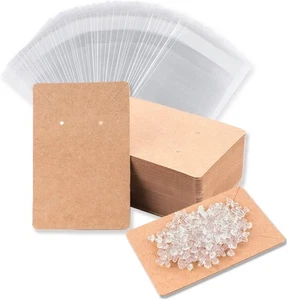 Earring Display Cards with Backs & Kraft Bags for Jewelry Packaging 3.5x2.4" - Picture 1 of 7