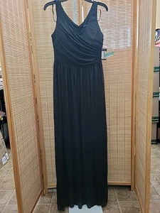 Marina Kleid Damen Größe 6 Schwarz Maxi V-Ausschnitt Ärmellos Gefüttert Gepolsterter Reißverschluss - Bild 1 von 13