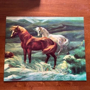 Tablero texturizado estampado litográfico de colección semental blanco a la luz de la luna lumen caballos de invierno - Imagen 1 de 7