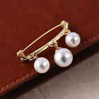 Pearl Fixed Strap Charm Safety Pin Brooch Sweater Cardigan Clip Chain Brooch D?6