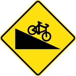 STEEP DESCENT FOR CYCLISTS (W5-V103) - SELF ADHESIVE STICKER / DECAL / SIGN | HE - Picture 1 of 6