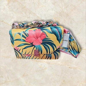 Aldo Kardinia Tropical Crossbody Bag - Yellow Floral Design, Gold Chain W/ Scarf - Picture 1 of 4