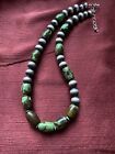 Sterling Silver Turquoise  Graduated Bead Necklace  18 Inch