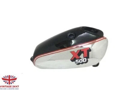 FIT FOR YAMAHA XT TT 500 BLACK & CHROME PAINTED PETROL TANK STEEL 1N5,1977 - Image 1 of 4