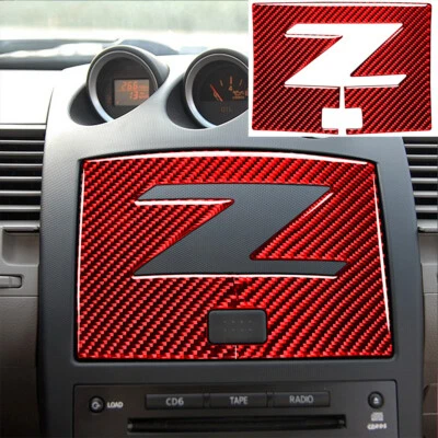 Красный углеродного волокна GPS крышка панели внутренней отделки стикер для Nissan 350Z 2003-09 - Изображение 1 из 4