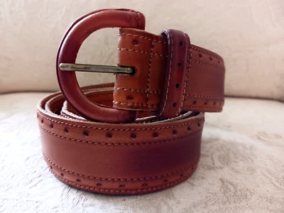 Lands End M 38" Warm Brown Vintage Worn Style Belt Covered Buckle Canvas 1963 - Image 1 of 4