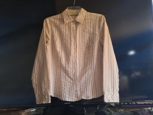 Womans Petite size 14P REQUIREMENTS Striped Long Sleeve Blouse Top  - Picture 1 of 6
