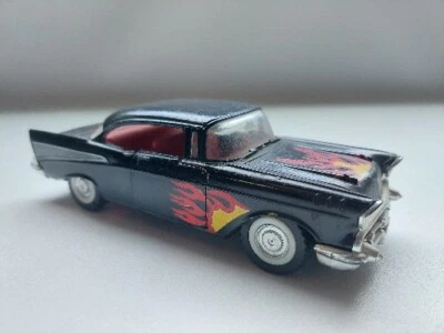57 Chevy Bel Majorette Diecast Rare 1/34 Car Flames Decals 1957 Vintage  - Image 1 of 4