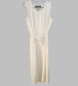 Maxi abito donna Sag Harbor beige senza maniche taglia 14P misto lino ricamato - Foto 1 di 10