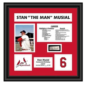 Collage de fotos enmarcadas con firma Stan Musial de los Cardenales de San Luis 19x19 - Imagen 1 de 1