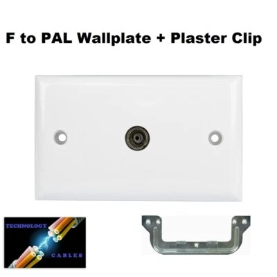 1pc Wall Plate F Type Female to Pal Female + Plaster Clip TV Antenna - image 1 of 4