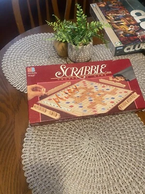 Vintage 1989 Scrabble Board Game MB Milton Bradley Crossword Complete Wood - Image 1 of 2