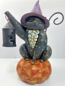 Jim Shore 21" Halloween schwarze Katze auf Kürbis Statue "On the Night Watch" selten - Bild 1 von 20