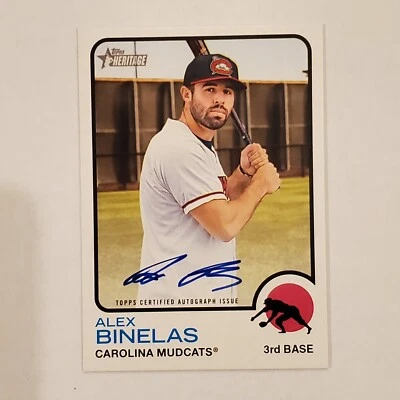 ALEX BINELAS 2022 Topps Heritage Minors REAL ONE AUTO ON-CARD Mudcats - Image 1 of 2