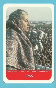 Indira Gandhi Prime Minister India 1966 Cool Collector Card Europe