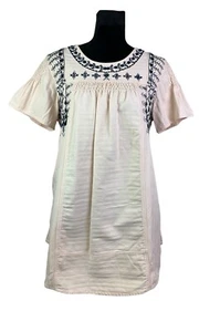 Free People New Romantics Gr. L bestickt hell nude rosa Mini Jeanskleid - Bild 1 von 14