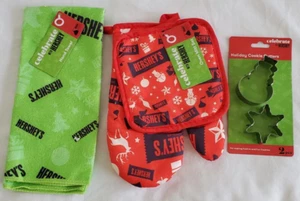 5 Hershey Ofenhandschuhe Küchentuch Schneemann Schneeflocke Keksausstecher Weihnachtsset - Bild 1 von 9