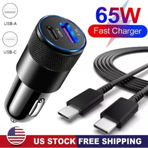 65W PD USB-C Fast Charging Car Charger Adapter For Samsung iPhone Android Phone - Picture 1 of 20