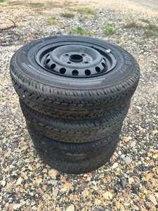 Take Off Black Mini Truck Steel Wheel Tire Set of 4 Daihatsu Hijet 4x100 145R12 - Picture 1 of 6