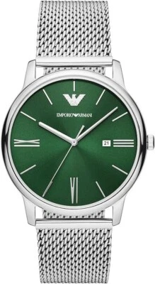 Emporio Armani Orologio Uomo AR11578, Cinturino Acciaio Maglia Milanese, Verde - Immagine 1 di 4