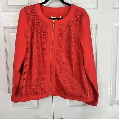 Chaqueta Peter Nygard Coral Cremallera con Imitación Cuero Recorte Frontal Talla XL Foto 1 de 4