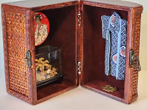 Tour of China and Japan - OOAK Found Object Assemblage Art Diorama in Woven Box - Picture 1 of 8