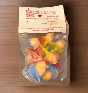 Clown Plastic Figures Cake Toppers New Old Stock Vintage - Picture 1 of 3