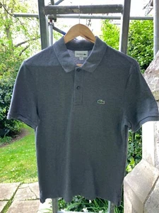 Lacoste Mens Polo Shirt Grey Size L / 5 FR Slim Fit Short Sleeves Cotton Piqué - Picture 1 of 6