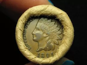 ๐ฅ HALF 25 COIN LOT SHOTGUN PENNY ROLL INDIAN HEAD CENTS XF FULL LIBERTY 1800's - Picture 1 of 2