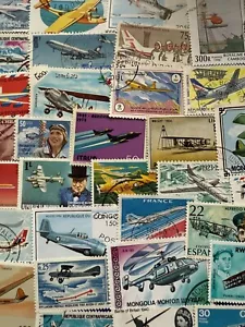 LOTE de 100 estampillas de aviones usadas en todo el mundo - Picture 1 of 3