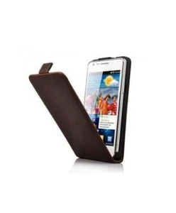 SAMSUNG I9220 Galaxy Note Brown PU Leather Flip Case Pouch Luxury Leather Cover - Picture 1 of 3