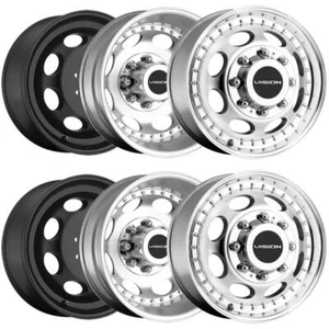 (Set-6) Vision 181Z Hauler Dually 19.5X6.75 8x6.5 102mm Black wheels rims - Picture 1 of 1