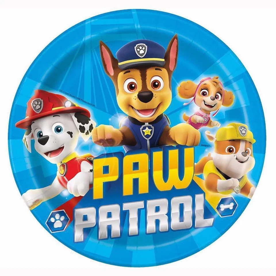 Paw Patrol Lunch Dinner Plates Boys Birthday Party Supplies 8 Per Package New Foto 1 de 1