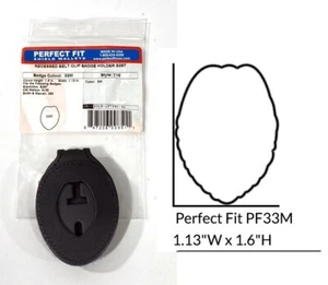 PERFECT FIT 716 LEATHER SHIELD BELT CLIP BADGE HOLDER B297 CUT 33M MINI SHIELD - Picture 1 of 8